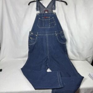 VTG 90s No Excuses‎ Womens Xlarge Denim Blue Jean Bib Overalls Cargo Carpenter